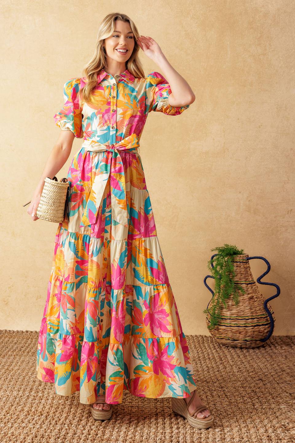 SWEET SOIREE WOVEN MIDI DRESS Flying Tomato
